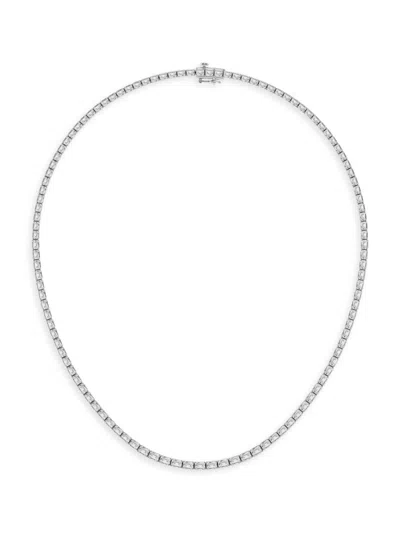 Saks Fifth Avenue Women's Platinum & Emerald-cut Lab-grown Diamond Tennis Necklace/10.00-22.00 Tcw In 12 Tcw