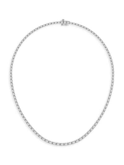 Saks Fifth Avenue Women's Platinum & Emerald-cut Lab-grown Diamond Tennis Necklace In 15 Tcw
