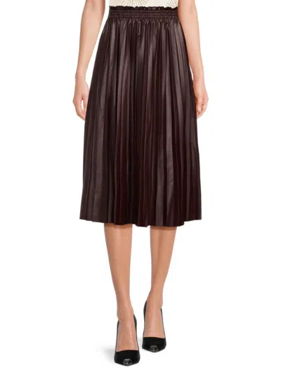 Saks Fifth Avenue Women's Pleated Faux Leather Midi Skirt In Mulberry