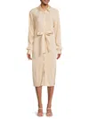 Saks Fifth Avenue Women's Plisse Belted Midi Shirtdress In Champagne