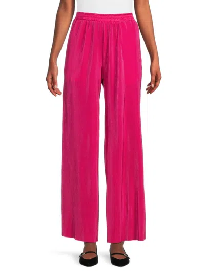 Saks Fifth Avenue Women's Plisse Wide Leg Pants In Raspberry