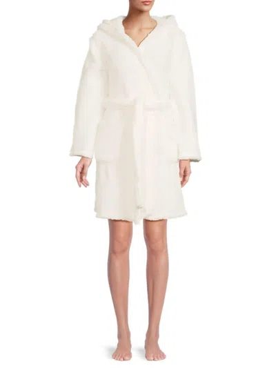 Saks Fifth Avenue Women's Plush Hooded Robe In Cream