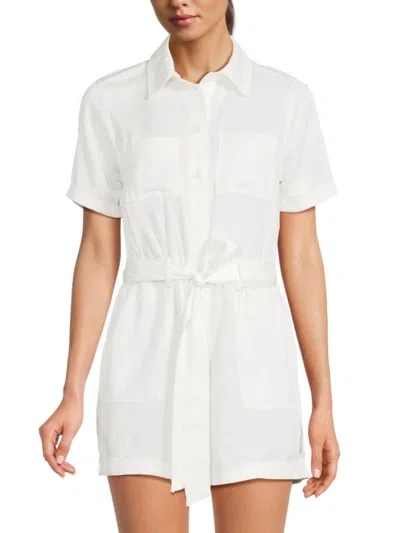Saks Fifth Avenue Women's Point Collar Belted Romper In White