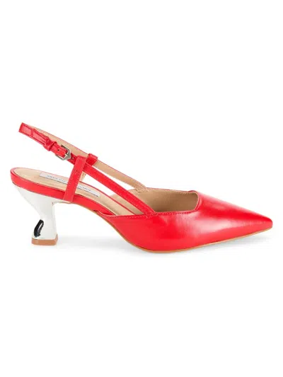 Saks Fifth Avenue Women's Point Toe Leather Slingback Pumps In Red