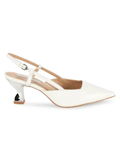 Saks Fifth Avenue Women's Point Toe Leather Slingback Pumps In White