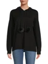 Saks Fifth Avenue Women's Pom Pom Drop Shoulder Hoodie In Black