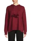 Saks Fifth Avenue Women's Pom Pom Drop Shoulder Hoodie In Cabernet