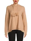Saks Fifth Avenue Women's Pom Pom Drop Shoulder Hoodie In Brown