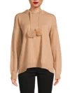 Saks Fifth Avenue Women's Pom Pom Drop Shoulder Hoodie In New Camel