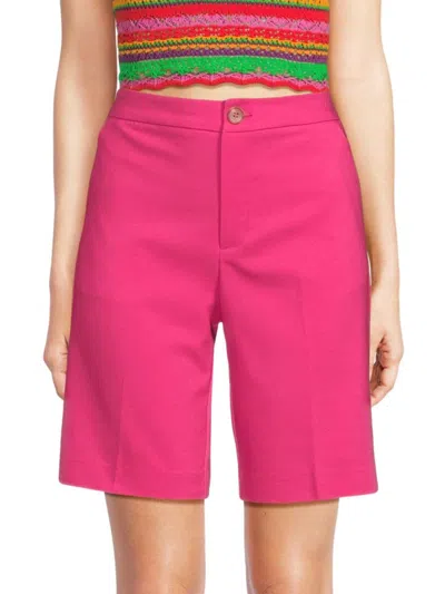 Saks Fifth Avenue Women's Power Stretch Bermuda Denim Shorts In Fuschia Pink