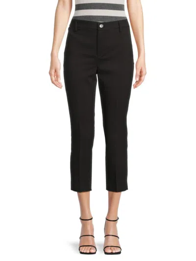 Saks Fifth Avenue Women's Powerstretch Cotton-blend Crop Tailored Pants In Black