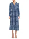 Saks Fifth Avenue Women's Print Midi Dress In Azure Blue