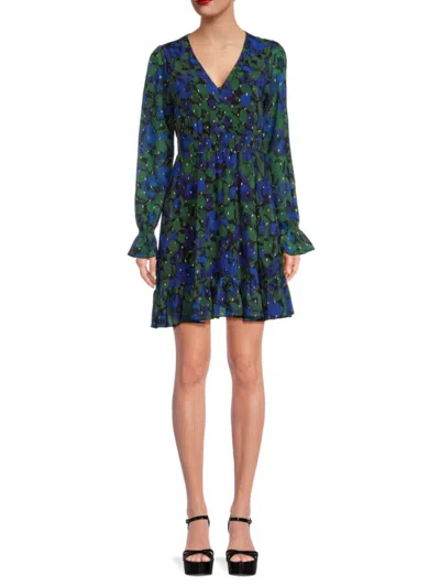 Saks Fifth Avenue Women's Print Mini Dress In Cobalt Multi