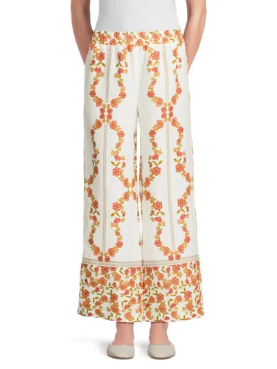 Saks Fifth Avenue Women's Printed 100% Linen Relaxed-fit Pants