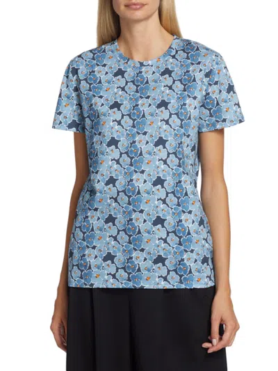 Saks Fifth Avenue Women's Printed Crewneck T Shirt In Blue