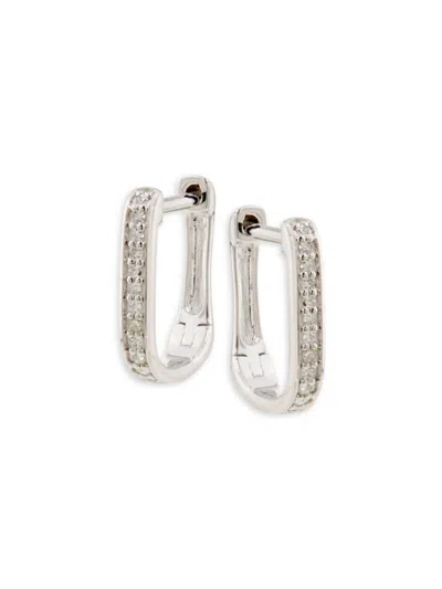Saks Fifth Avenue Women's Private Label 14k White Gold & 0.07 Tcw Diamond Huggie Earrings