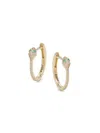 Saks Fifth Avenue Women's Private Label 14k Yellow Gold, 0.09 Tcw Diamond & 0.02 Tcw Emerald Snake Huggie Earrings In Gold