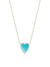 Saks Fifth Avenue Women's Private Label 14k Yellow Gold, 0.09 Tcw Diamond & 0.67 Tcw Reconstituted Turquoise Necklace In Gold