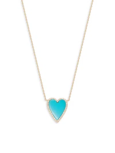 Saks Fifth Avenue Women's Private Label 14k Yellow Gold, 0.09 Tcw Diamond & 0.67 Tcw Reconstituted Turquoise Necklace