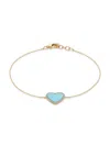Saks Fifth Avenue Women's Private Label 14k Yellow Gold, 0.10 Tcw Diamond & 0.74 Tcw Reconstituted Turquoise Bracelet In Gold