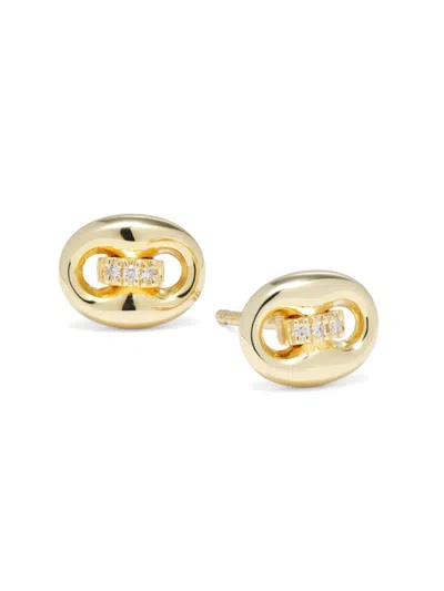 Saks Fifth Avenue Women's Private Label 14k Yellow Gold & 0.02 Tcw Diamond Oval Stud Earrings