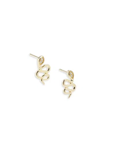 Saks Fifth Avenue Women's Private Label 14k Yellow Gold & 0.02 Tcw Diamond Snake Earrings