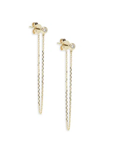 Saks Fifth Avenue Women's Private Label 14k Yellow Gold & 0.04 Tcw Diamond Chain Drop Earrings