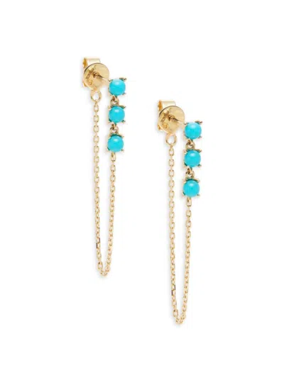 Saks Fifth Avenue Women's Private Label 14k Yellow Gold & 0.53 Tcw Reconstituted Turquoise Earrings