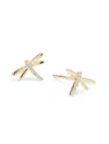 Saks Fifth Avenue Women's Private Label Diamond Dragonfly Stud Earrings 14k Yellow Gold In Gold