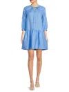 Saks Fifth Avenue Women's 100% Linen Puff-sleeve Minidress In Blue Skies