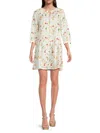 Saks Fifth Avenue Women's 100% Linen Puff-sleeve Minidress In White Botanical
