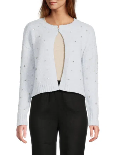 Saks Fifth Avenue Women's Rhinestone Cropped Cardigan In Blue