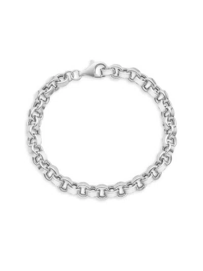 Saks Fifth Avenue Women's Rhodium-plated Concave Rolo Bracelet In Silver