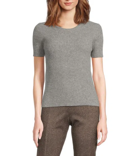 Saks Fifth Avenue Women's Rib-knit 100% Cashmere Sweater In Gray