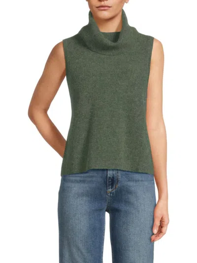 Saks Fifth Avenue Women's Rib-knit 100% Cashmere Top In Green