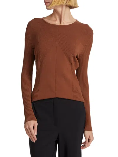 Saks Fifth Avenue Women's Rib-knit Crewneck Top In Mocha