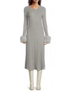 Saks Fifth Avenue Women's Rib-knit Faux Fur Trim A-line Midi-dress
