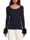Saks Fifth Avenue Women's Rib-knit Faux Fur Trim Top