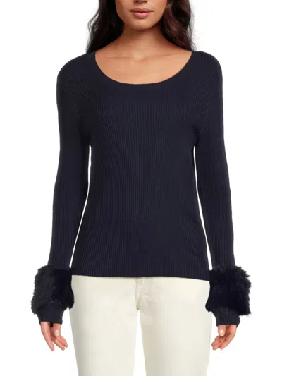 Saks Fifth Avenue Women's Rib-knit Faux Fur Trim Top