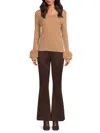 Saks Fifth Avenue Women's Rib-knit Faux Fur Trim Top In Brown