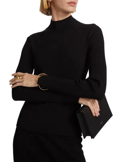 Saks Fifth Avenue Women's Rib-knit Mock Top In Black