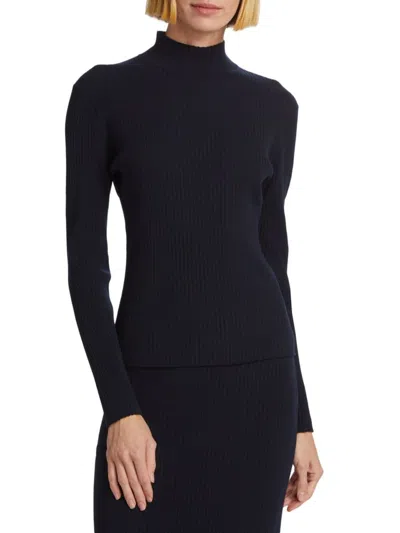 Saks Fifth Avenue Women's Rib-knit Mock Top In Deep Navy
