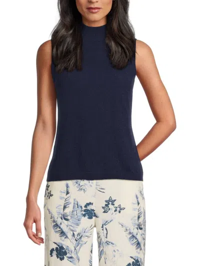 SAKS FIFTH AVENUE WOMEN'S RIB-KNIT MOCK TURTLENECK 100% CASHMERE TOP