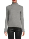Saks Fifth Avenue Women's Rib-knit Turtleneck 100% Cashmere Sweater In Gray