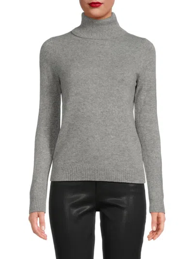 Saks Fifth Avenue Women's Rib-knit Turtleneck 100% Cashmere Sweater In Gray