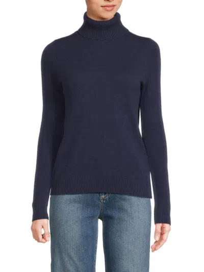 Saks Fifth Avenue Women's Rib-knit Turtleneck 100% Cashmere Sweater In Blue