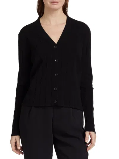 Saks Fifth Avenue Women's Rib-knit V-neck Cardigan In Black