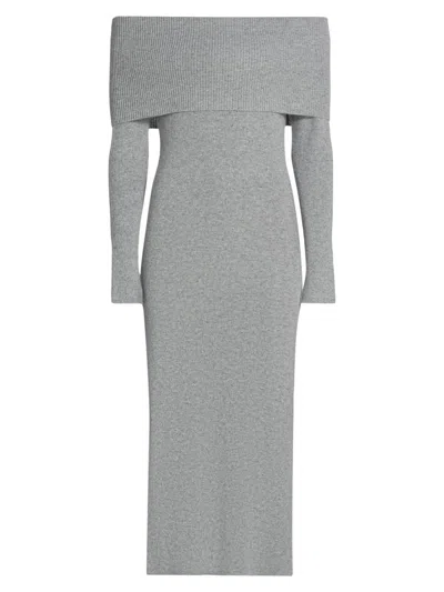 Saks Fifth Avenue Women's Ribbed Cashmere Midi-dress In Gray