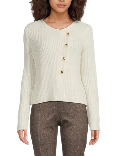 Saks Fifth Avenue Women's Ribbed Fuzzy-knit Sweater In Neutral