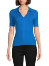 Saks Fifth Avenue Women's Ribbed Johnny Collar Sweater Top In Azure